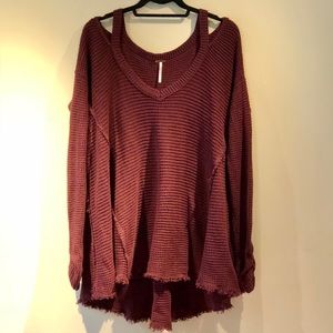 Free People Waffle Knit Cold Shoulder Sweater